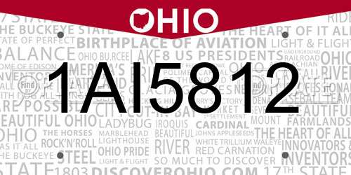 1AI5812 Ohio License Plate