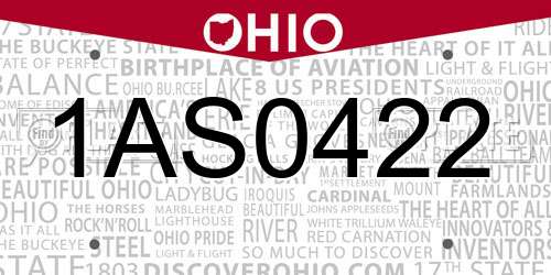 1AS0422 Ohio License Plate