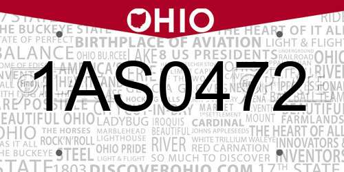 1AS0472 Ohio License Plate