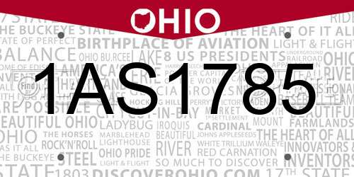 1AS1785 Ohio License Plate