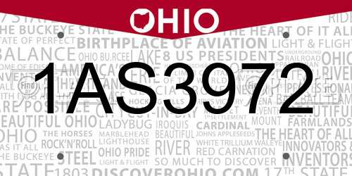 1AS3972 Ohio License Plate