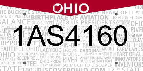 1AS4160 Ohio License Plate