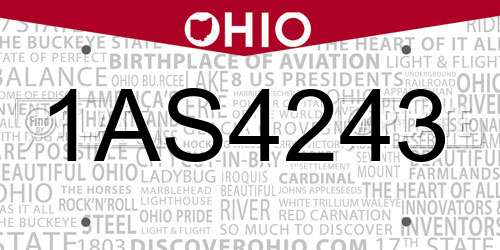 1AS4243 Ohio License Plate