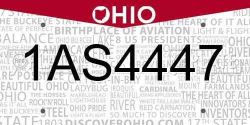 1AS4447 Ohio License Plate