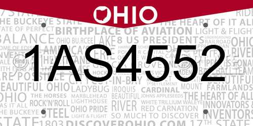 1AS4552 Ohio License Plate