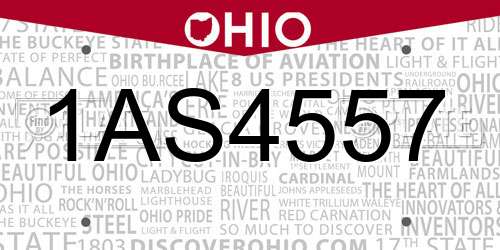 1AS4557 Ohio License Plate
