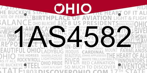 1AS4582 Ohio License Plate