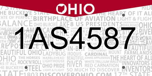 1AS4587 Ohio License Plate