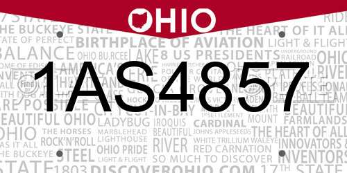 1AS4857 Ohio License Plate