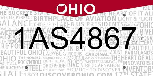 1AS4867 Ohio License Plate