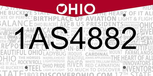 1AS4882 Ohio License Plate