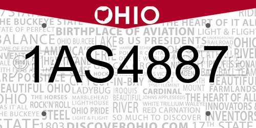 1AS4887 Ohio License Plate
