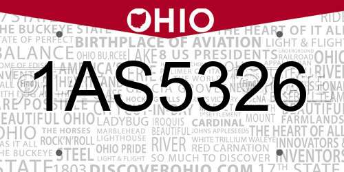 1AS5326 Ohio License Plate