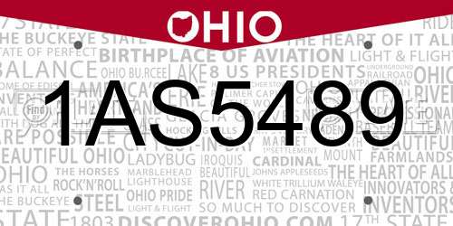 1AS5489 Ohio License Plate