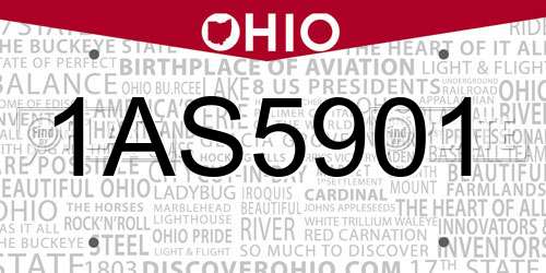 1AS5901 Ohio License Plate
