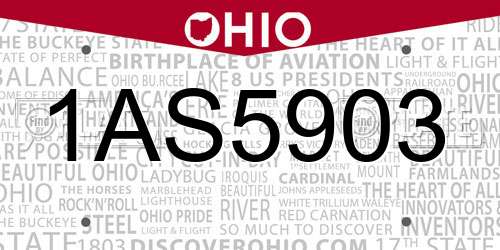 1AS5903 Ohio License Plate