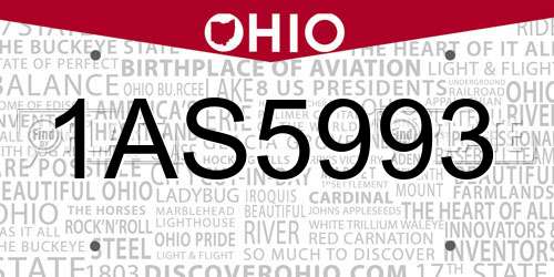 1AS5993 Ohio License Plate