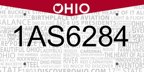 1AS6284 Ohio License Plate
