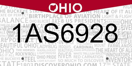 1AS6928 Ohio License Plate