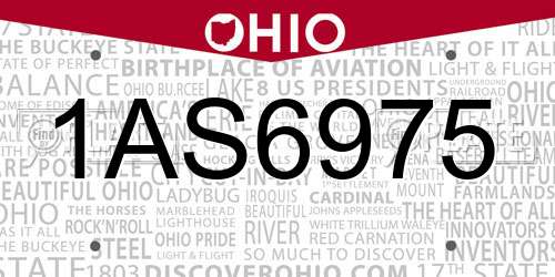 1AS6975 Ohio License Plate