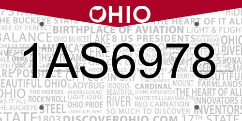 1AS6978 Ohio License Plate