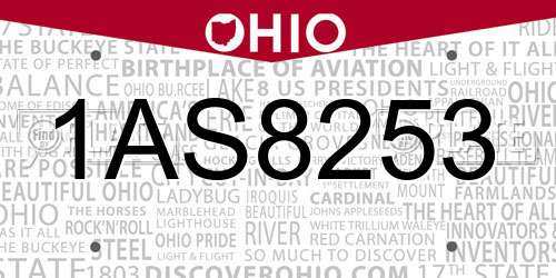 1AS8253 Ohio License Plate