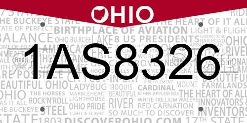 1AS8326 Ohio License Plate