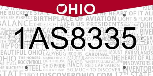 1AS8335 Ohio License Plate