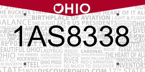 1AS8338 Ohio License Plate