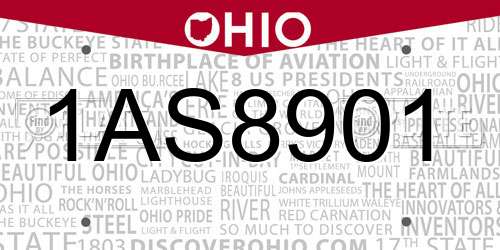 1AS8901 Ohio License Plate