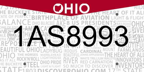 1AS8993 Ohio License Plate