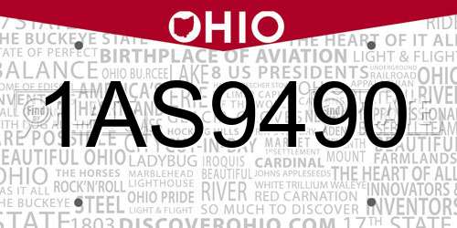 1AS9490 Ohio License Plate