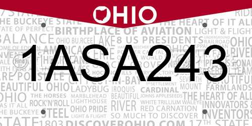 1ASA243 Ohio License Plate