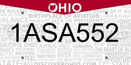1ASA552 Ohio License Plate