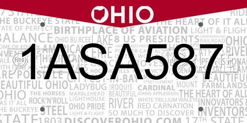 1ASA587 Ohio License Plate