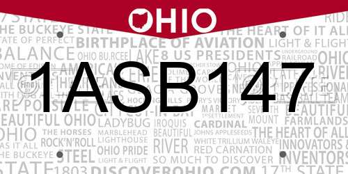 1ASB147 Ohio License Plate