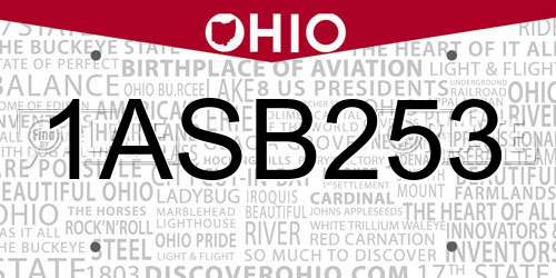 1ASB253 Ohio License Plate