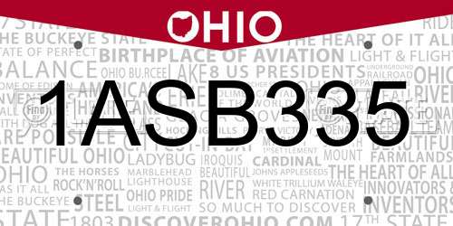 1ASB335 Ohio License Plate