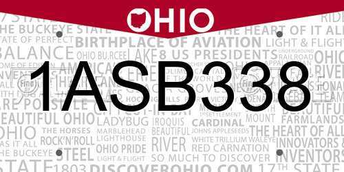 1ASB338 Ohio License Plate