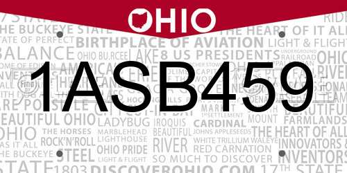 1ASB459 Ohio License Plate