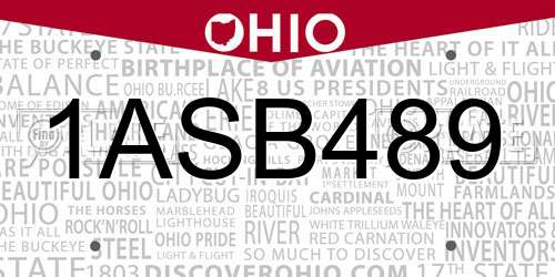 1ASB489 Ohio License Plate