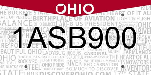 1ASB900 Ohio License Plate