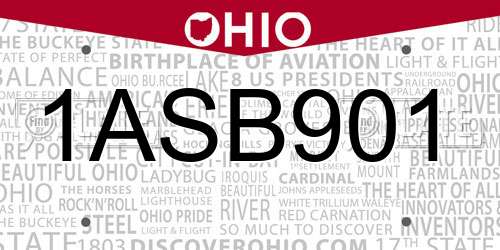 1ASB901 Ohio License Plate