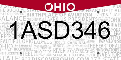 1ASD346 Ohio License Plate