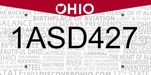 1ASD427 Ohio License Plate