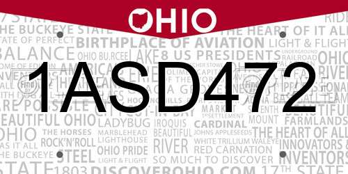1ASD472 Ohio License Plate