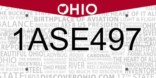 1ASE497 Ohio License Plate