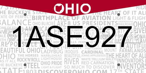 1ASE927 Ohio License Plate