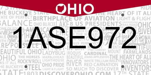 1ASE972 Ohio License Plate
