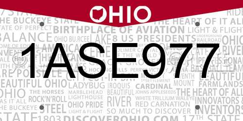 1ASE977 Ohio License Plate
